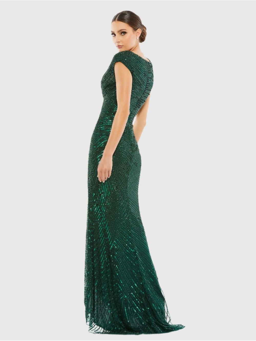 Mac Duggal 5441 Green Embellished Cap Sleeve Evening Gown Size 8 NWT - Picture 3 of 10